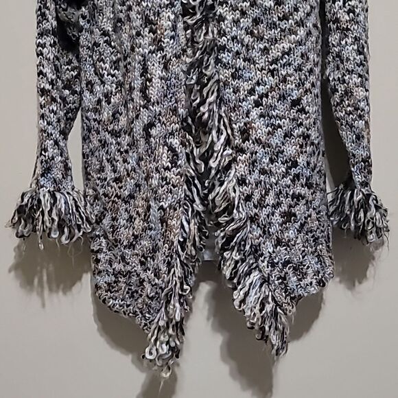 CASAMIA Brown Multicolored Ruffle Cardigan Sweater Sz M/L - Picture 5 of 9